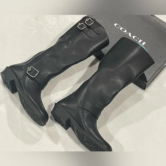 Coach Daria Buckled Tall Moto Boots Sz 8 BNWB - Picture 7 of 9